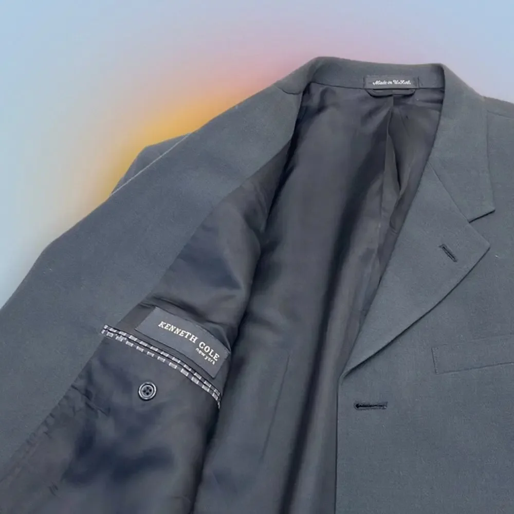 KENNETH COLE Men’s Large Charcoal Black 3 Button Sport Coat